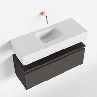 Toiletmeubel Mondiaz Andor | 80 cm | Meubelkleur Dark grey | Lex vrijhangend wastafel Talc Midden | Zonder kraangat