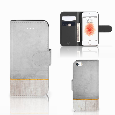 Apple iPhone 5 | 5s | SE | Book Style Case | Wood Concrete