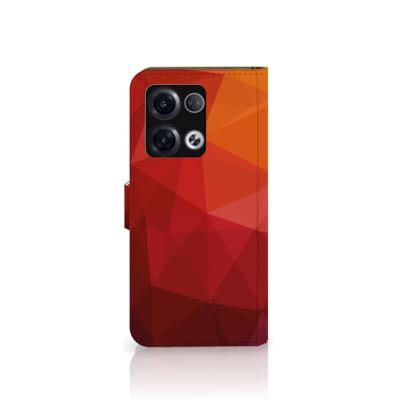 Book Case voor OPPO Reno8 Pro Polygon Red Book Case voor OPPO Reno8 Pro Polygon Red