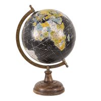 Clayre & Eef Zwarte Wereldbol/globe 22*22*37 cm 64914 - thumbnail