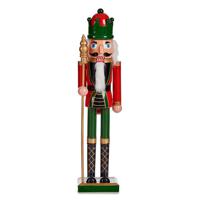 Notenkraker decoratie figuur/beeld - 80 cm - rood/groen - kunststof - kerst