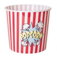Popcorn bak - rood/wit - kunststof - D21 cm - 7 liter - herbruikbaar