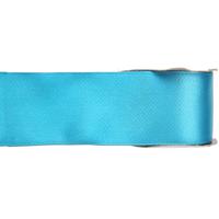 Satijn sierlint - turquoise blauw - Hobby/decoratie cadeau lint - 2,5 cm x 25 meter - thumbnail