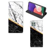 Samsung Galaxy A22 5G | Standcase | Marmer Wit Zwart - Origineel Cadeau Man Samsung Galaxy A22 5G | Standcase | Marmer Wit Zwart - Origineel Cadeau Man