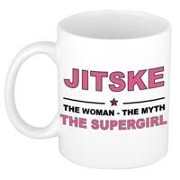 Jitske cadeau mok - Woman Myth Supergirl - naam koffiemok - 300 ml - collega - moederdag