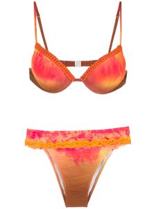 Amir Slama bikini tie-dye à broderies - Multicolore