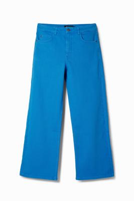 Effen cropped denim broek. - BLUE - 44