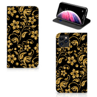 Apple iPhone 11 Pro Max Smart Cover Gouden Bloemen