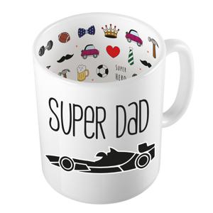 Cadeau koffie/thee mok voor papa - zwart - super papa - keramiek - 300 ml - Vaderdag