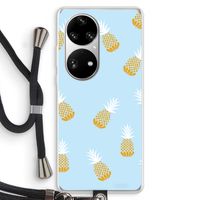 Ananasjes: Huawei P50 Pro Transparant Hoesje met koord Ananasjes: Huawei P50 Pro Transparant Hoesje met koord