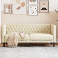 Tweezitsbank Chesterfield-stijl kunstleer crmekleurig
