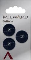 Milward Knoop Donkerblauw met Werkje Wit 17mm (3 stuks)