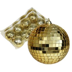 Discobal kerstballen - 16x stuks - goud - 6 cm - kunststof