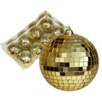 Discobal kerstballen - 16x stuks - goud - 6 cm - kunststof - thumbnail