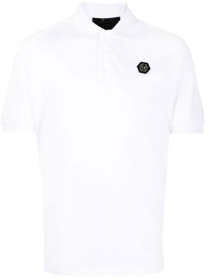 Philipp Plein polo à plaque logo - Blanc