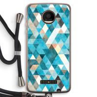 Gekleurde driehoekjes blauw: Motorola Moto Z Force Transparant Hoesje met koord