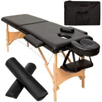 tectake® - 2 zones massagetafel-set met 5cm matras, rolkussens en houten frame - zwart - 404745 - thumbnail