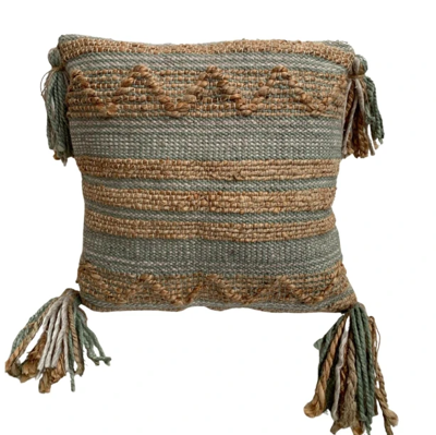 Kussen Naturel Jute Wol Sage