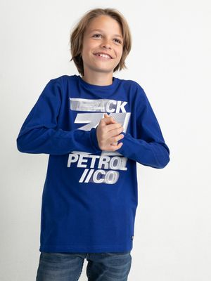 Petrol Industries Jongens Track 31 T-Shirt Lange Mouwen Blauw - 140