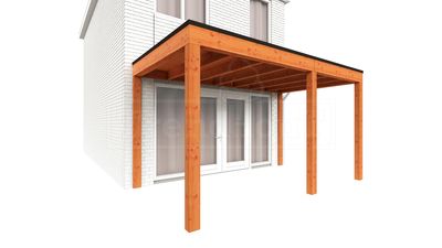 Trendhout Aanbouwveranda Modena 430x300 cm - model rechts- Plat dak- Hout- Trendhout