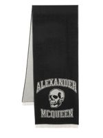 Alexander McQueen écharpe en laine à logo intarsia - Noir - thumbnail