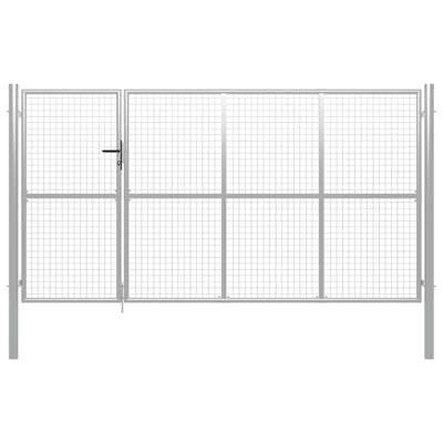 Poort 350x150 cm staal zilverkleurig