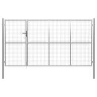 Poort 350x150 cm staal zilverkleurig