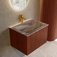 Badmeubel Mondiaz Kurve-Dlux | 60 cm | Meubelkleur Ruby | Wastafelkleur Sombra | Solid surface | Wasbak midden spoelbak | 1 kraangat