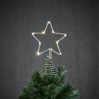 Kerstboom ster piek - met verlichting - zilver - H22 x D13 cm - lichtgevende kerstboompiek