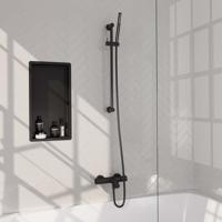 Brauer Black Edition Badkraan Opbouw - glijstang - 2 functies - 2 gladde knoppen - handdouche staaf 1 stand - mat zwart 5-S-230