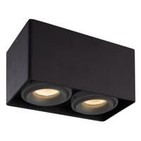 Dimbare LED Opbouwspot plafond Esto - 2 Lichts - Zwart met grijze afdekringen - IP20 - kantelbaar - excl. GU10 lichtbron - voor droge ruimtes