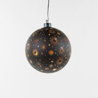 Anna Collection bal/kerstbal - glas - zwart- LED verlichting - D15 cm   - - thumbnail