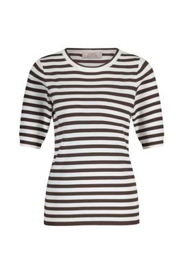 Luna ssl stripe pullover - off white/espresso - 13060