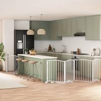 VidaXL Hondenhek inklapbaar met deur 8 panelen 640 cm populierhout wit