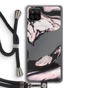 Roze stroom: Samsung Galaxy A12 Transparant Hoesje met koord