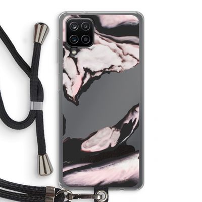 Roze stroom: Samsung Galaxy A12 Transparant Hoesje met koord