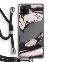 Roze stroom: Samsung Galaxy A12 Transparant Hoesje met koord