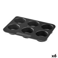 Bakplaat voor Muffins Pyrex Magic Zwart 24 x 18 x 3 cm (6 Stuks)