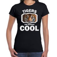 Dieren tijger t-shirt zwart dames - tigers are cool shirt - thumbnail