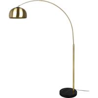 LED Vloerlamp - Trion Tina - E27 Fitting - Voetschakelaar - Rond - Mat Messing - Metaal