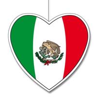 Mexico/Mexicaanse vlag thema hangdecoratie hartje 28 cm