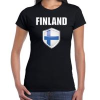 Finland landen supporters t-shirt - zwart - dames - fan kleding - korte mouwen