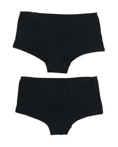HEMA Dames Shorties Stretch Katoen - 2 Stuks Zwart (zwart)