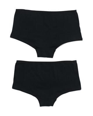 HEMA Dames Shorties Stretch Katoen - 2 Stuks Zwart (zwart)