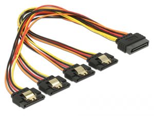 DeLOCK 60157 SATA-kabel 0,3 m SATA 15-pin 4 x SATA 15-pin Multi kleuren