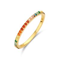 Ring Fantasie zilver-zirconia goudkleurig-meerkleurig 1,5 mm