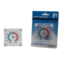 Binnen/buiten/tuin raam thermometer zelfklevend 8 x 8 cm