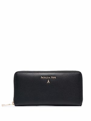 Patrizia Pepe portefeuille Continental en cuir grainé - Noir