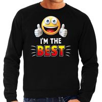 Funny emoticon sweater I am the best zwart heren - thumbnail