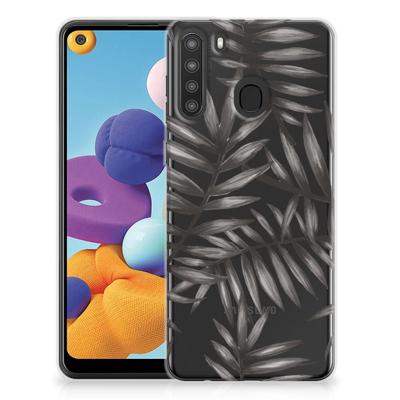 Samsung Galaxy A21 | TPU Case | Leaves Grey Samsung Galaxy A21 | TPU Case | Leaves Grey